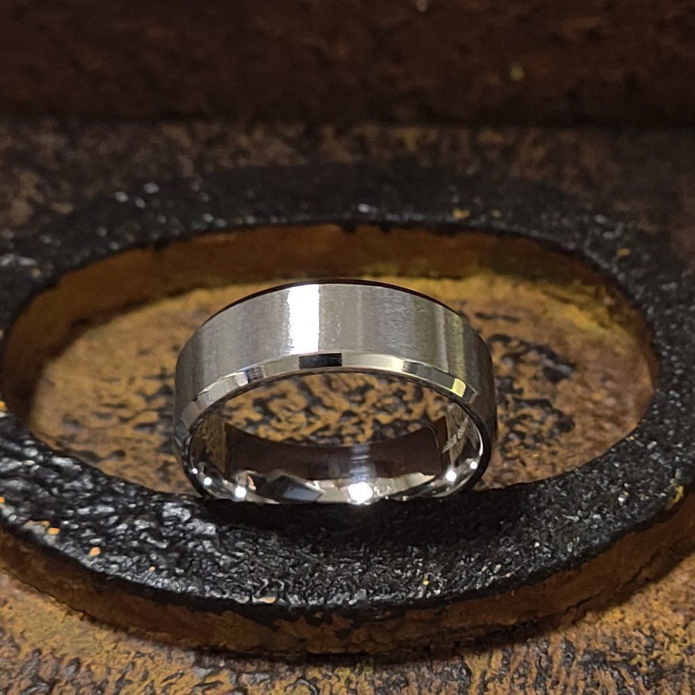 Men's Silver Step Edge Promise Ring - Silver Promise ring For Him - Picture 7 of 8